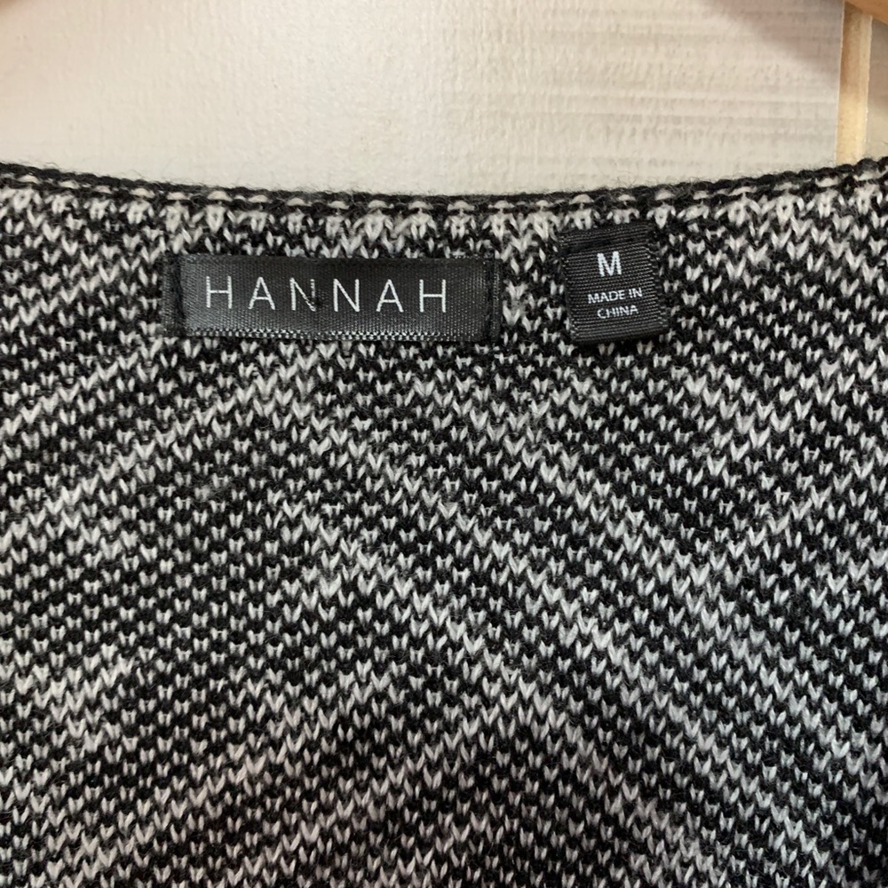 Hannah Black + White Unstructured Sweater Coat Med - Picture 4 of 5